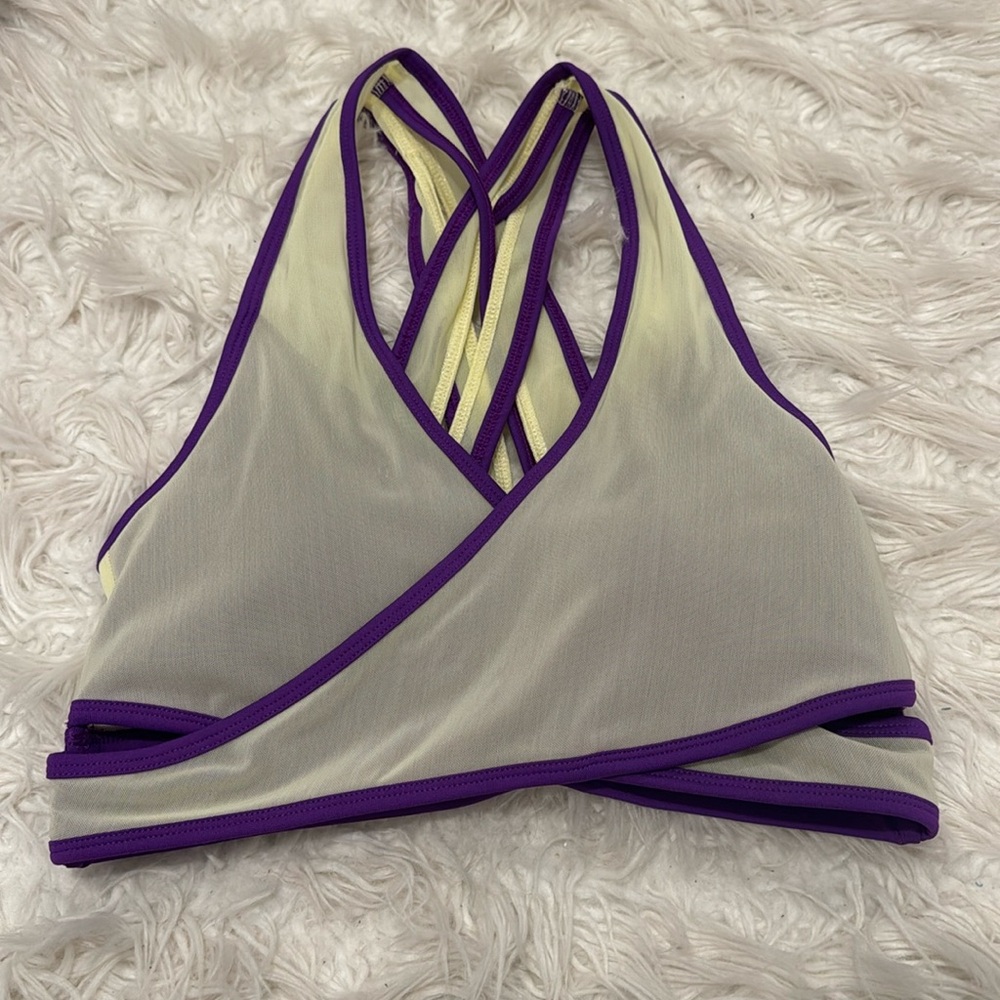 Fabletics purple and yellow sports bra, never worn, adult small